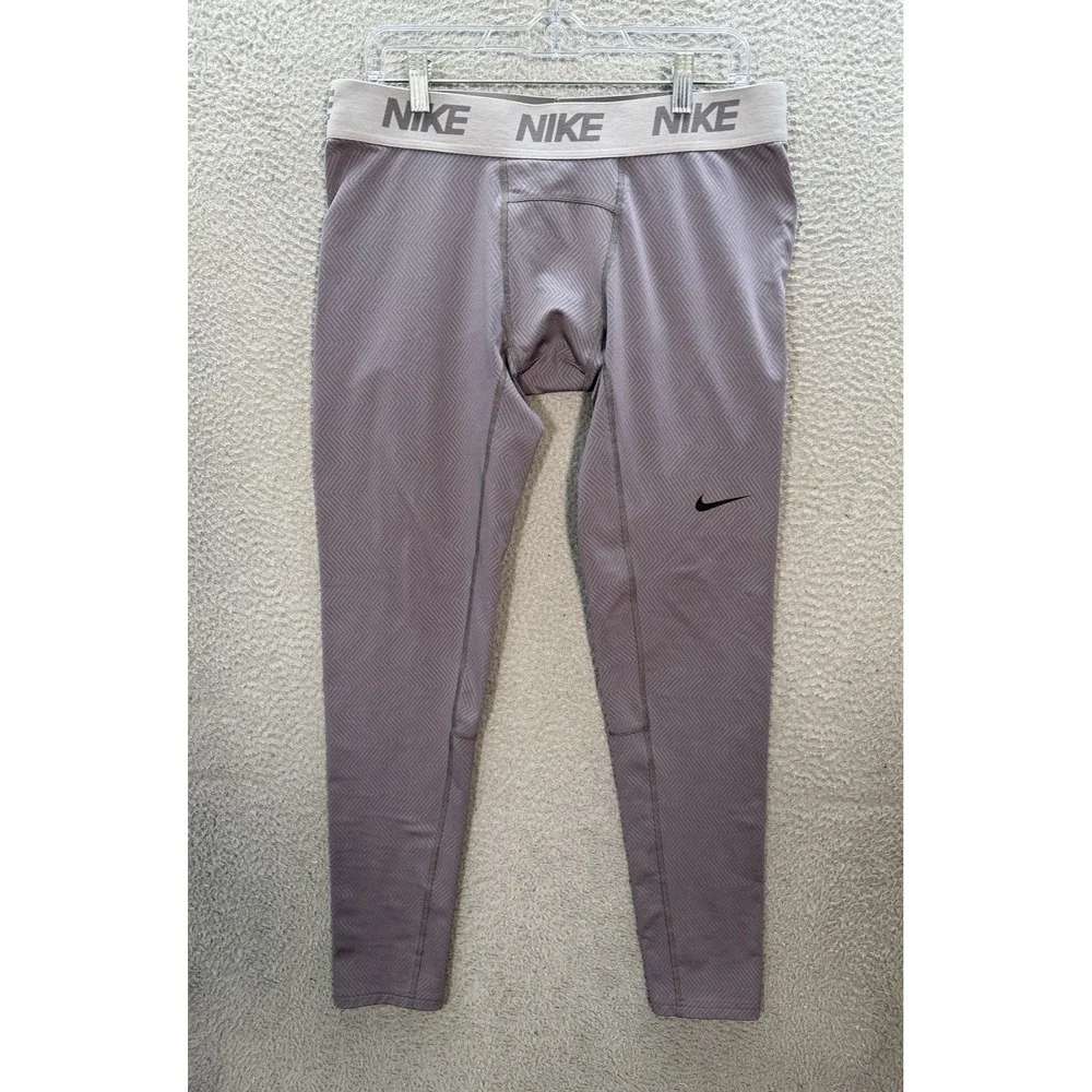 Nike Pants‎ Mens 2XL XXL Gray Chevron Dri Fit Training Tights Running Gym Sports